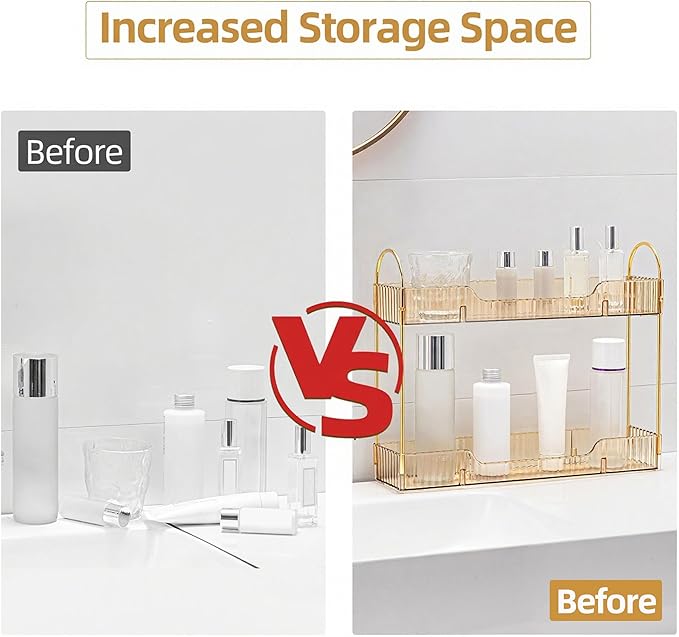 Bathroom Countertop Organizer, 2-Tier Slim Vanity Storage Rack - Image 7
