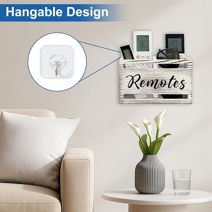 Wooden Remote Control Holder Wall Mount Remote Organizer - Image 3