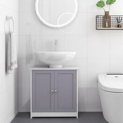 kleankin 23.5" Pedestal Sink Storage Cabinet, Freestanding Bathroom Under Sink - Image 7