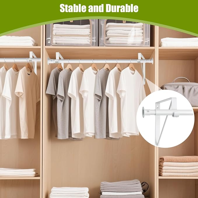 Closet Rod, 16 to 75 Inch Clothes Rods Heavy Duty Adjustable Clothes Rods - Image 3