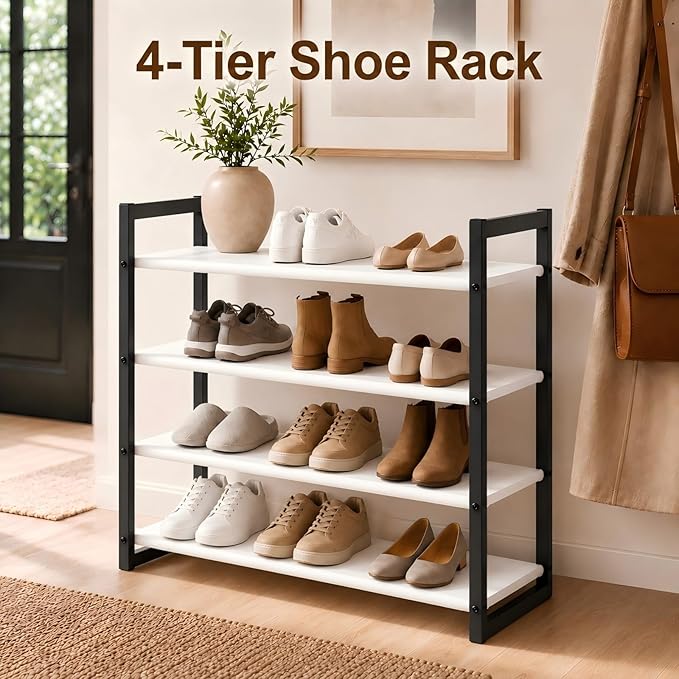 4-Tier Shoe Rack for Closet & Entryway, Stackable Shoe Organizer - Image 3