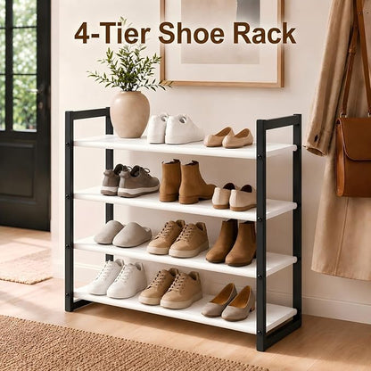 4-Tier Shoe Rack for Closet & Entryway, Stackable Shoe Organizer - Image 3