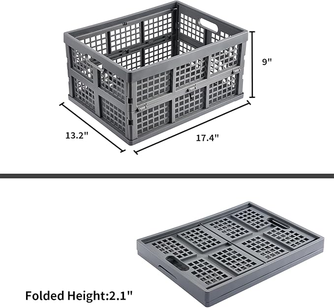 3-Pack Plastic Collapsible Storage Crates-30L, Foldable Plastic Crates - Image 3