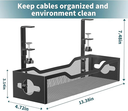 Litwaro Under Desk Cable Management Tray 2 Pack, No Drill, Organizer - Image 3