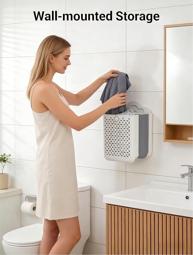 Collapsible Laundry Hamper, Household Foldable Dirty Wall Hanging - Image 4