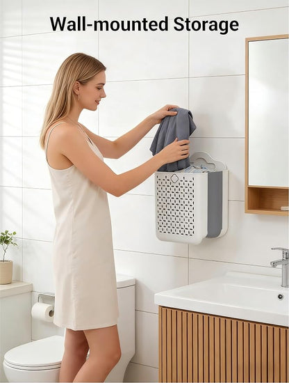 Collapsible Laundry Hamper, Household Foldable Dirty Wall Hanging - Image 4