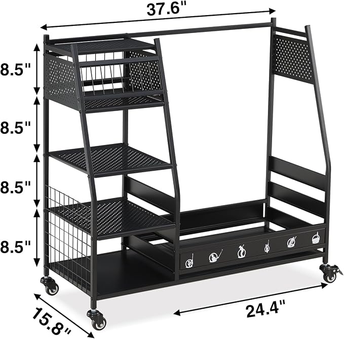 Lauren&Harold Golf Bag Organizer Garage Storage, Golf Storage Rack Stand Fits 2 - Image 8