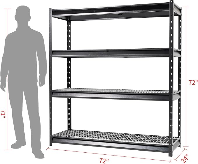 The Atlas 72" W Metal Garage Shelving Unit Load 12000 Lbs, 4 Tier Heavy Duty - Image 2