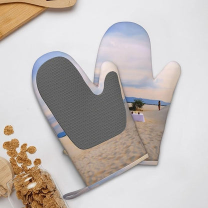 Romantic White Sand Landscape Print Oven Mitts Set of 2, Heat Resistant - Image 9