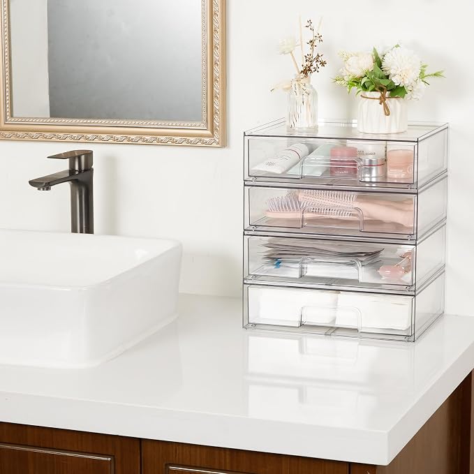 Vtopmart 12.1''W Clear Stackable Storage Drawers, 6 Pack Acrylic Plastic - Image 2