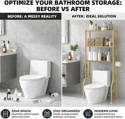 GloTika 3-Tier Over Toilet Storage, 150lb Capacity, Carbon Steel, Freestanding - Image 5