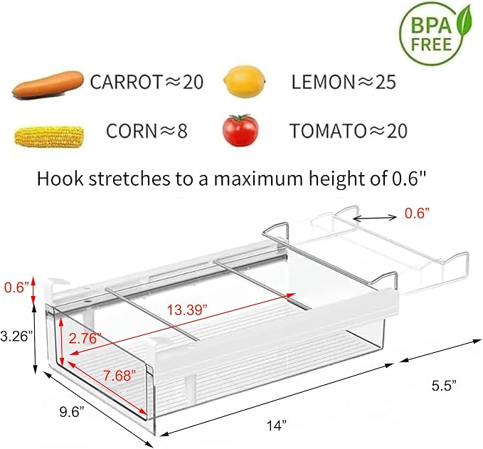vacane Refrigerator Organizer Drawer, Plastic Fridge Drawer - Image 5