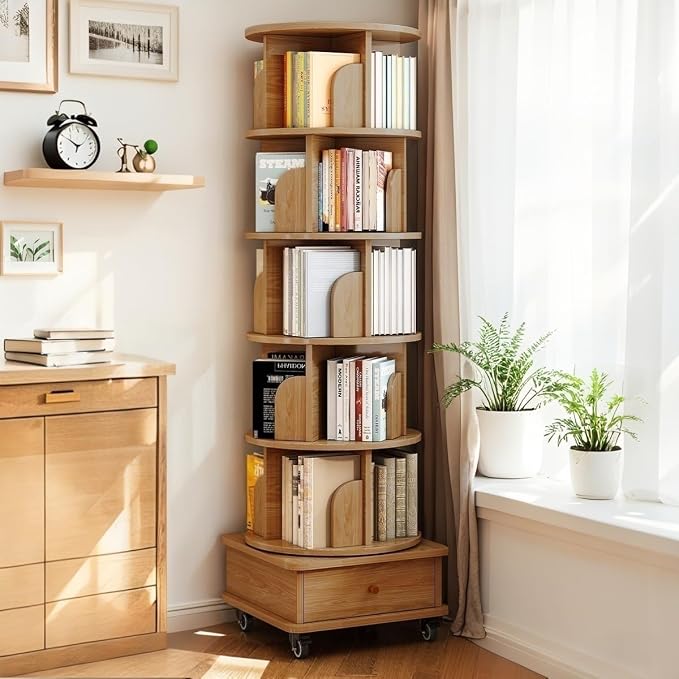 Rotating Bookshelf 5 Tier Bookcase by FNK