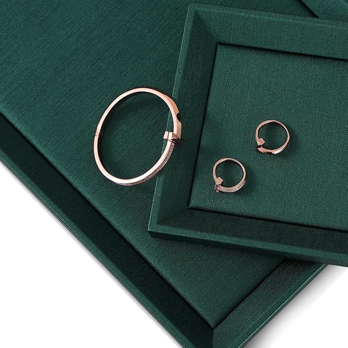 Jewelry Display For Selling, Leather Tray, Premium Green Jewelry Flat Tray - Image 8