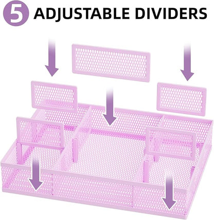 Marbrasse 2 Pack Desk Drawer Organizer, Mesh Drawer Organizer Tray - Image 2