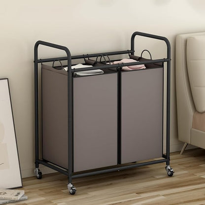 SUOERNUO Laundry Hamper Basket 2 Bag Laundry Sorter Cart - Image 2