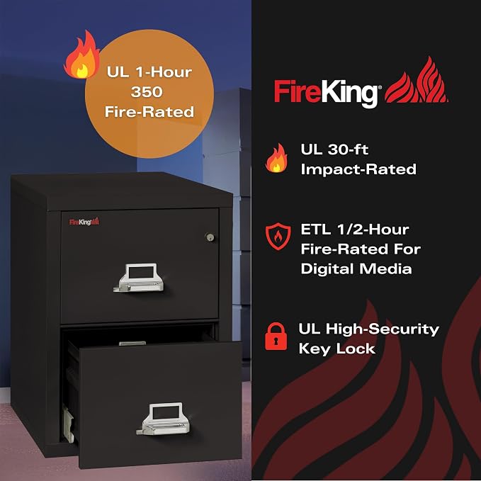FireKing Vertical 2 Drawer Letter Fire Safe File Cabinet - Image 4