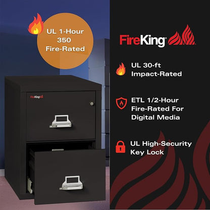 FireKing Vertical 2 Drawer Letter Fire Safe File Cabinet - Image 4