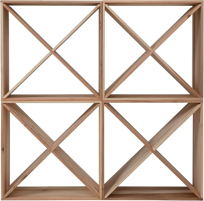 Set of 4 24 Bottle Wine Rack Solid Wood Holder Cube Bar Storage Cellar - Image 2