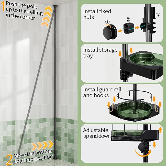 AKINBAS 360° Rotating Shower Caddy Tension Pole - Image 3