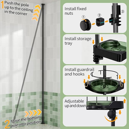 AKINBAS 360° Rotating Shower Caddy Tension Pole - Image 3