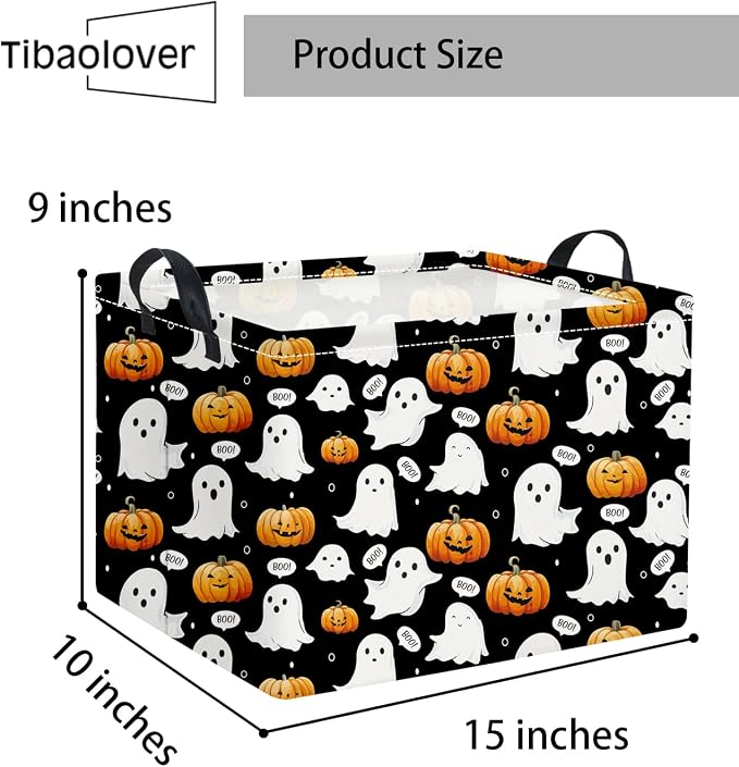 Halloween Basket Cute Baskets for Kids Pumpkin Basket Rectangular Storage Bin - Image 2