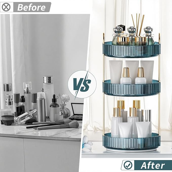 360° Rotating Makeup Organizer, Bathroom Organizers and Storage Holder Rack - Image 3