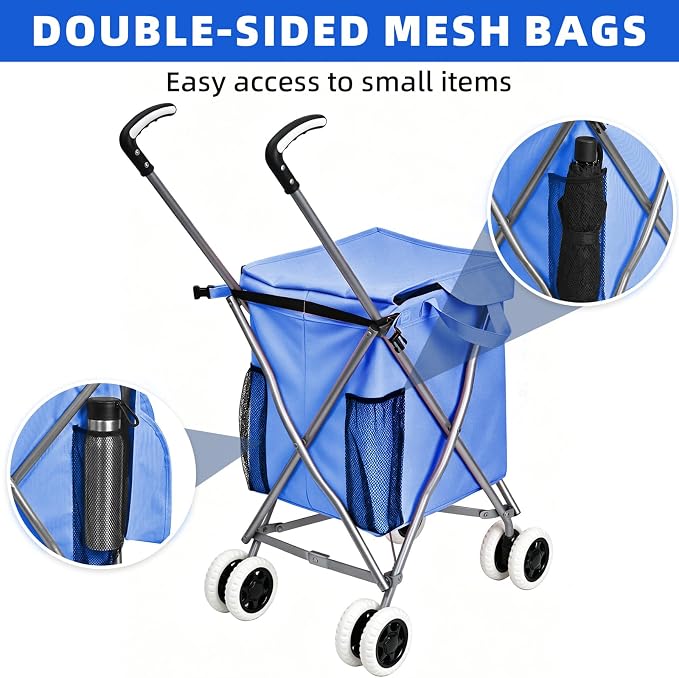 Shopping Carts for Groceries Foldable Rolling Trolley - Image 4
