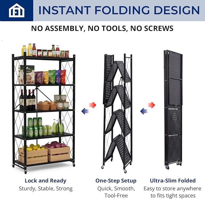 5 Tier Foldable Storage Shelf - Image 3