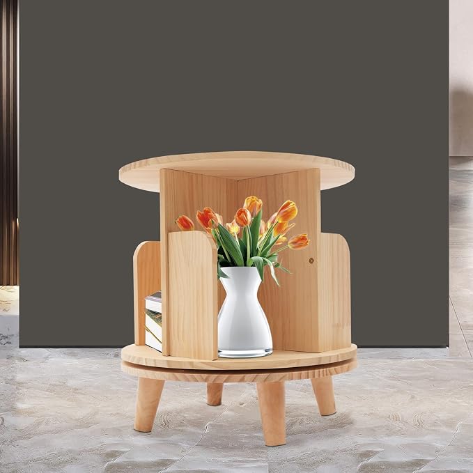Rotating Bookshelf, Revolving Bookcase, Stackable Bookshelf Organizer, Swivel - Image 8