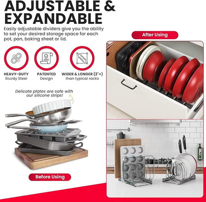 Better Things Home 12+ Expandable Pan and Pot Lid Organizer Rack - Image 3
