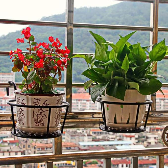 Hanging Railing Planters Baskets Art Hanging Flower Stands Balcony Flower Pot - Image 7