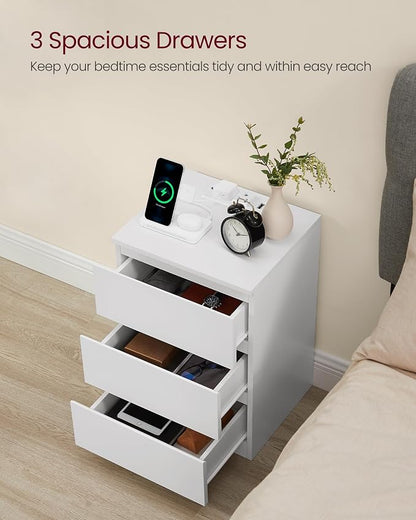 VASAGLE Nightstands with Charging Station, AC Outlets and USB Ports, Bedside - Image 5