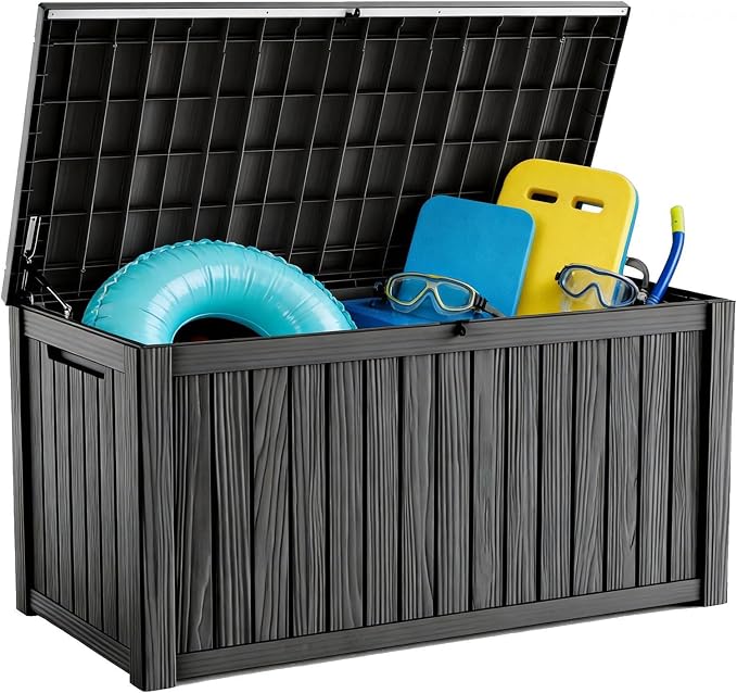 Large Outdoor Storage Box, 200 Gallon Deck Box, Lockable Outside Storage Bin by GGYI