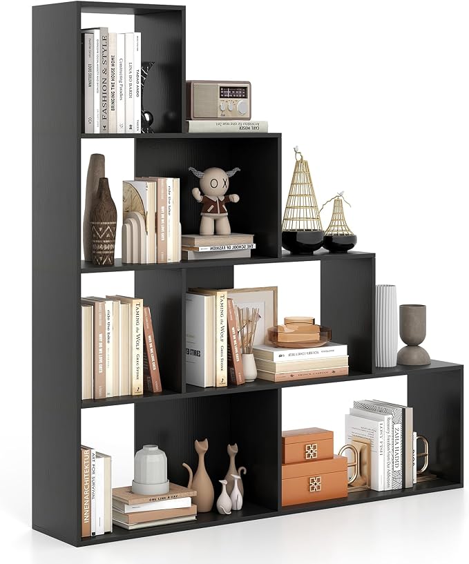Tangkula 4-Tier Stepped Bookshelf, Freestanding 6 Cubes Ladder Bookcase by TANGKULA