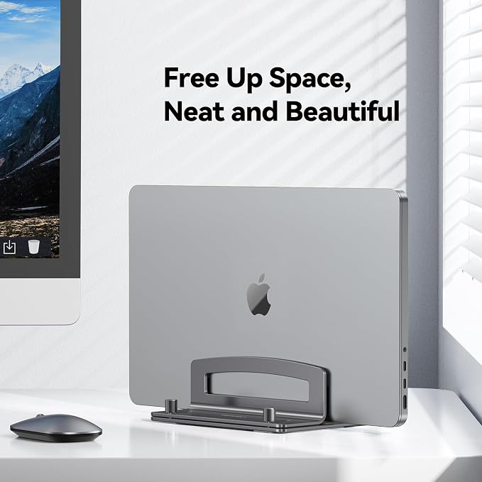 TECKNET Vertical Laptop Stand, Adjustable Aluminum Laptop Stand, Space-Saving - Image 2