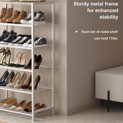 HOMEFORT Shoe Rack 6-Tier, Shoe Storage Shelf, Industrial Shoe Tower, Narrow - Image 6