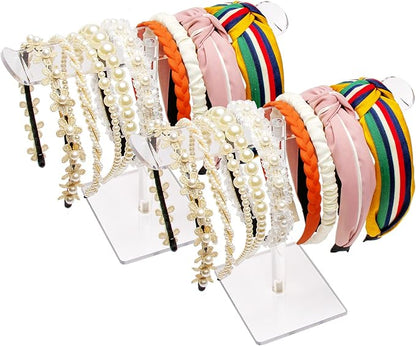 Bigfety Acrylic Headband Holder, 2 Pack Clear Headband Organizer Stand by Bigfety