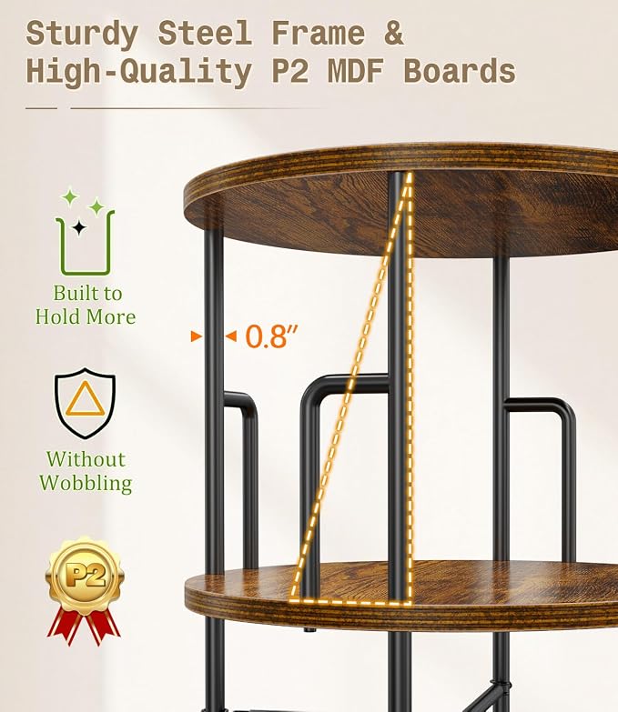 5 Tier Rotating Bookshelf Tower Round, Tall Floor Standing Spinning Bookshelf - Image 5