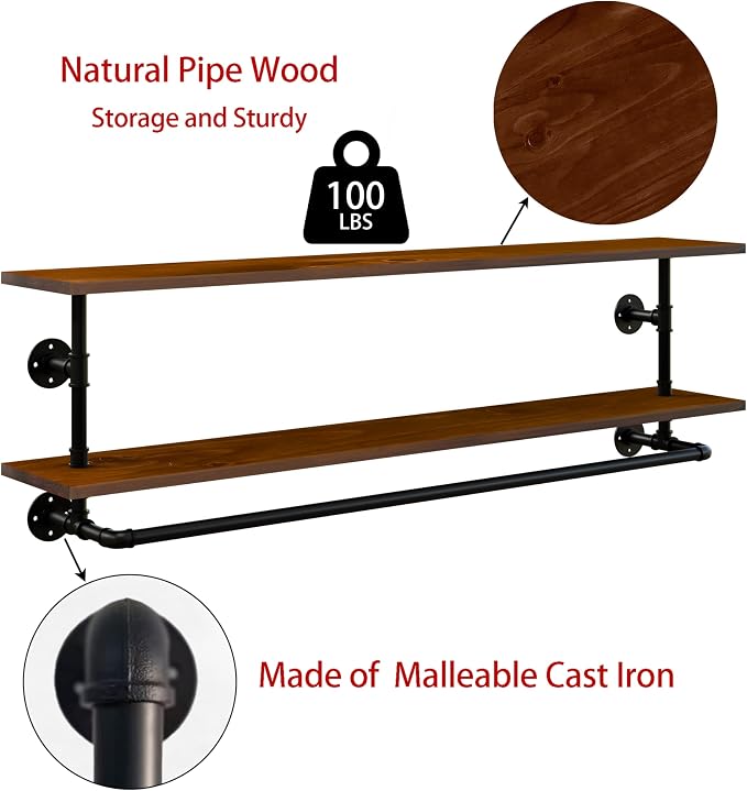 Clothes Rack 60in, Wall Mounted Garment Rack - Image 3