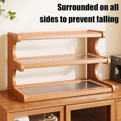 3 Tier Wooden Mug Rack Coffee Mug Holder, Tiered Wooden Display Riser Stand - Image 5