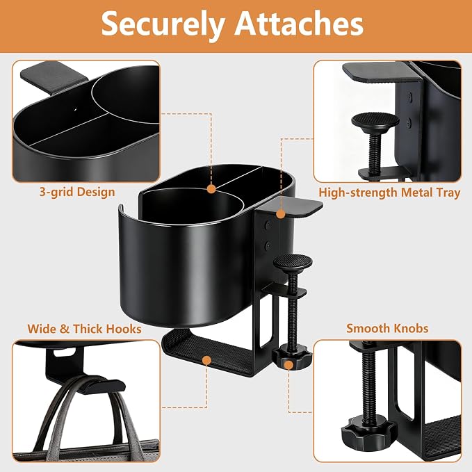 MYITYARD 4 in 1 Desk Cup Holder, Clamp On Drink Holder - Image 3