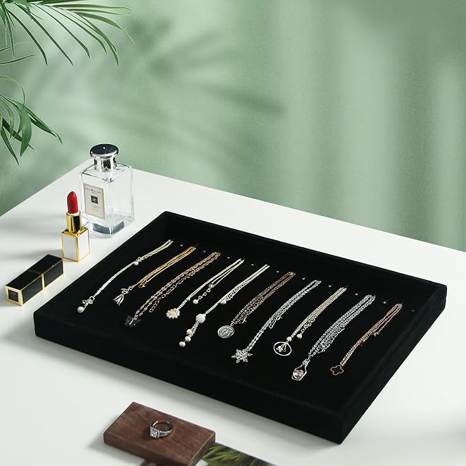 Coward Set of 2 Black Velvet Stackable Necklace Holder Organizer Tray Velvet - Image 2