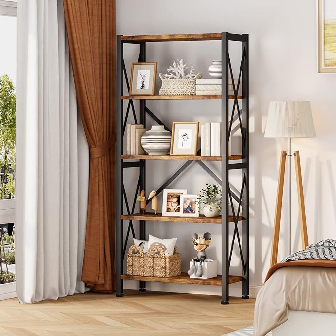 Homeiju 5-Tier Bookshelf, Wood Bookcase, Book Shelf - Image 8