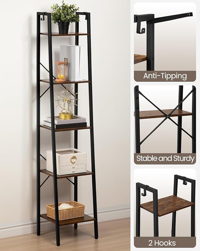 Hzuaneri Ladder Shelf, Freestanding Corner Storage Shelf | Bookcase - Image 3