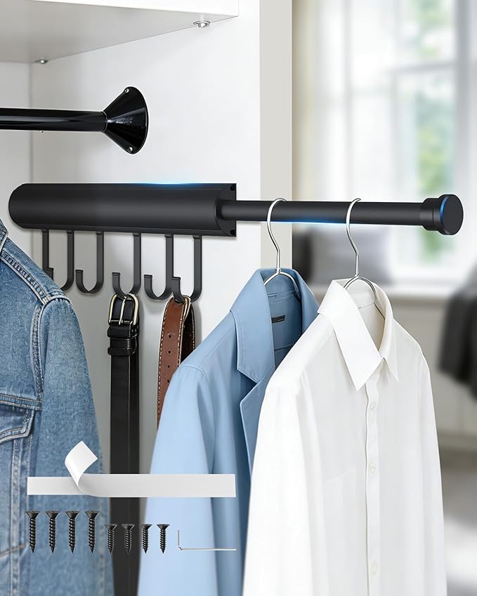 12 Inch Valet Rod for Closets Pull Out, Pull Out Rod For Hanging Clothes And by AnobeyiHardware