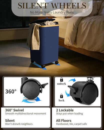 Laundry Hamper with Wheels, 75L Large Clothes Hamper with Removable Inner Bag - Image 4