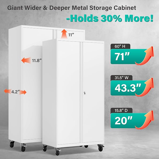 SISESOL Wide & Deep Metal Storage Cabinet - Image 2