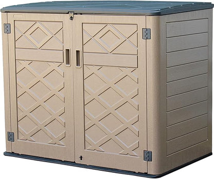 Large Horizontal Storage Sheds, 38 cu.ft Resin Garden Shed Weather Resistance by Mrosaa