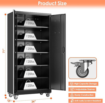 Aobabo 71" H×34" W×18" D Garage Storage Cabinet - Image 3